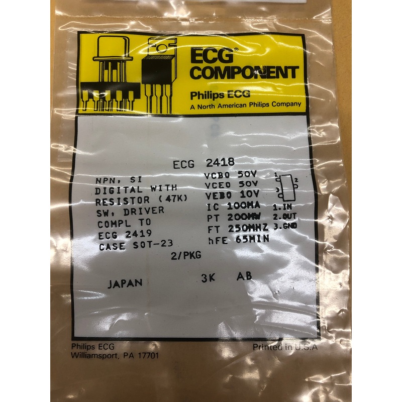 ECG2418 T NPN SI WITH RES