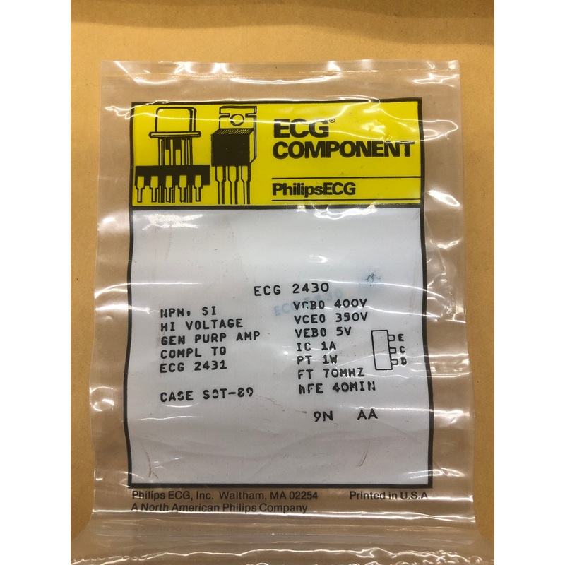 ECG2430 T NPN SI HI VLTG AMP