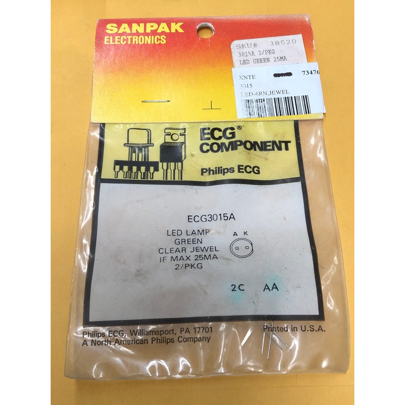 ECG3015A LED GREEN CLEAR JEWEL