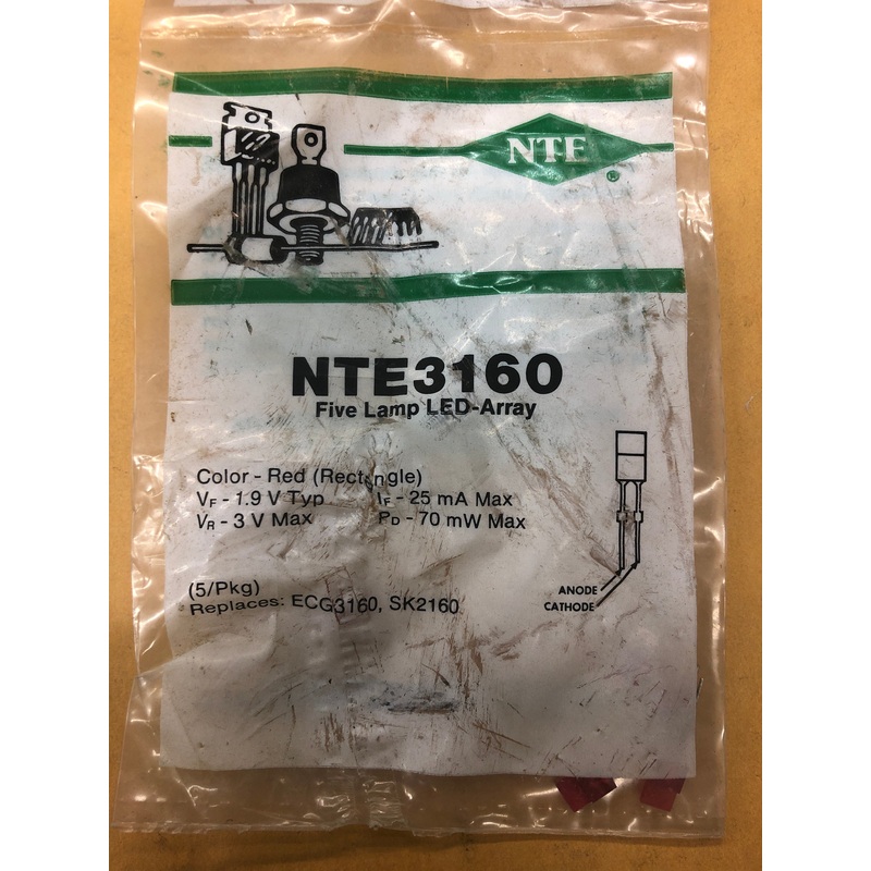 NTE3160 LED RECTANGULAR IND RED