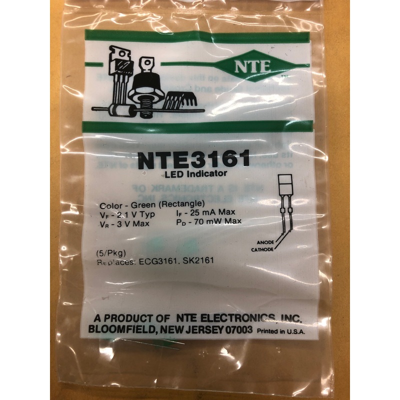 NTE3161 LED RECTNGULAR IND GREEN