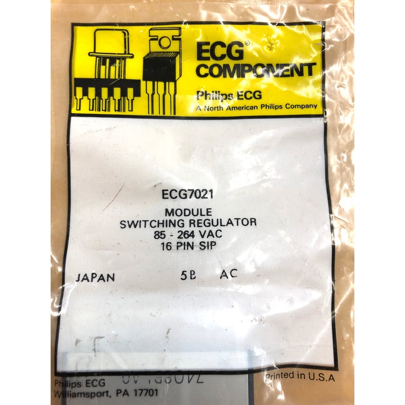 ECG7021, 85 to 264V AC Switching Regulator Module IC ~ 16 Pin SIP (NTE7021)