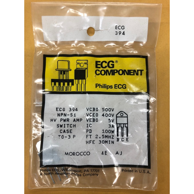 ECG394 T NPN SI HV PWR AMP