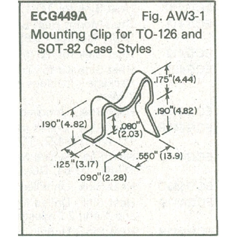 ECG449A, Mounting Clips for TO-126 and SOT-82 Type Packages ~ (NTE449A) 2 Pack
