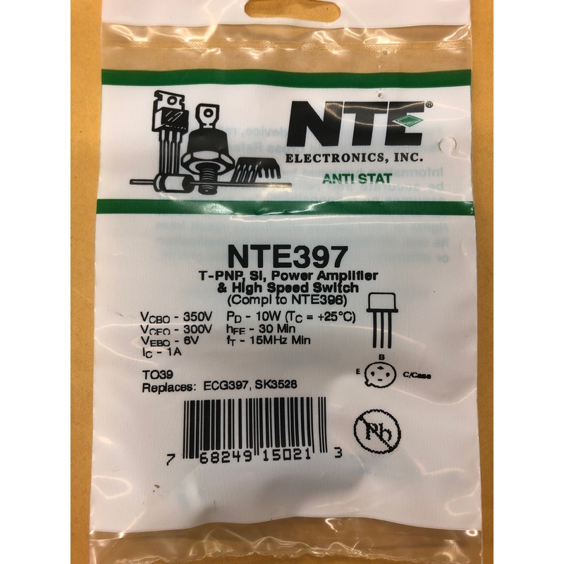 NTE397 T PNP SI POWER AMPLIFIER