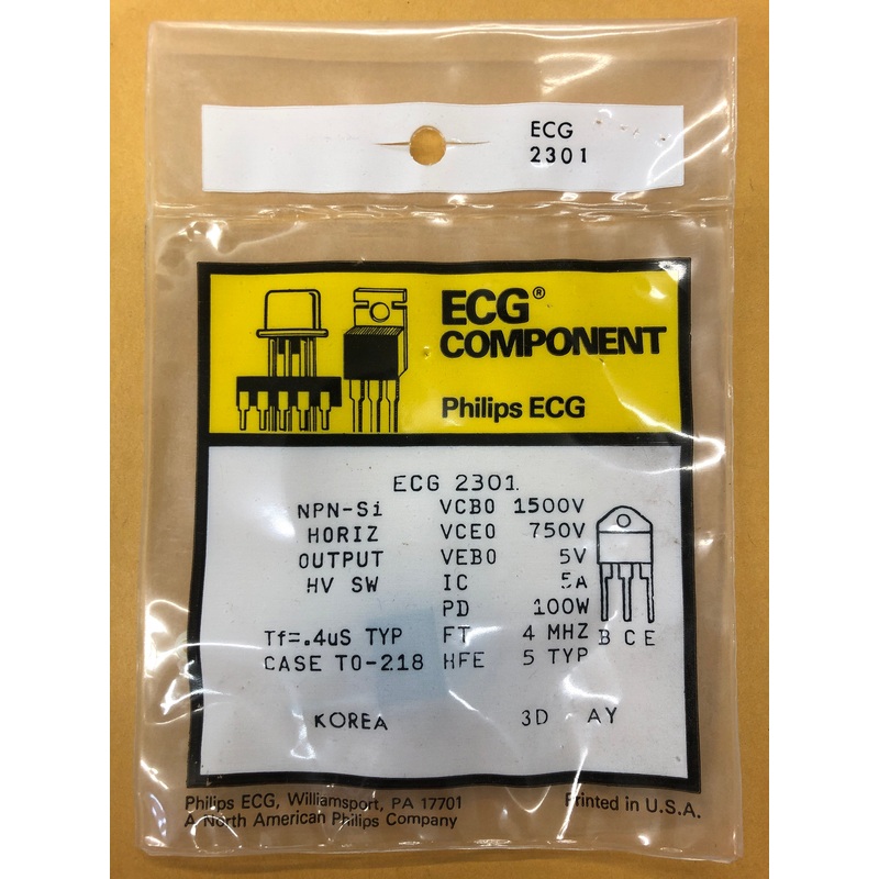 ECG2301 T NPN SI HORIZ