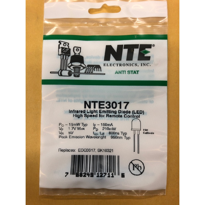 NTE3017 INFRARED LIGHT EMITTING DIODE