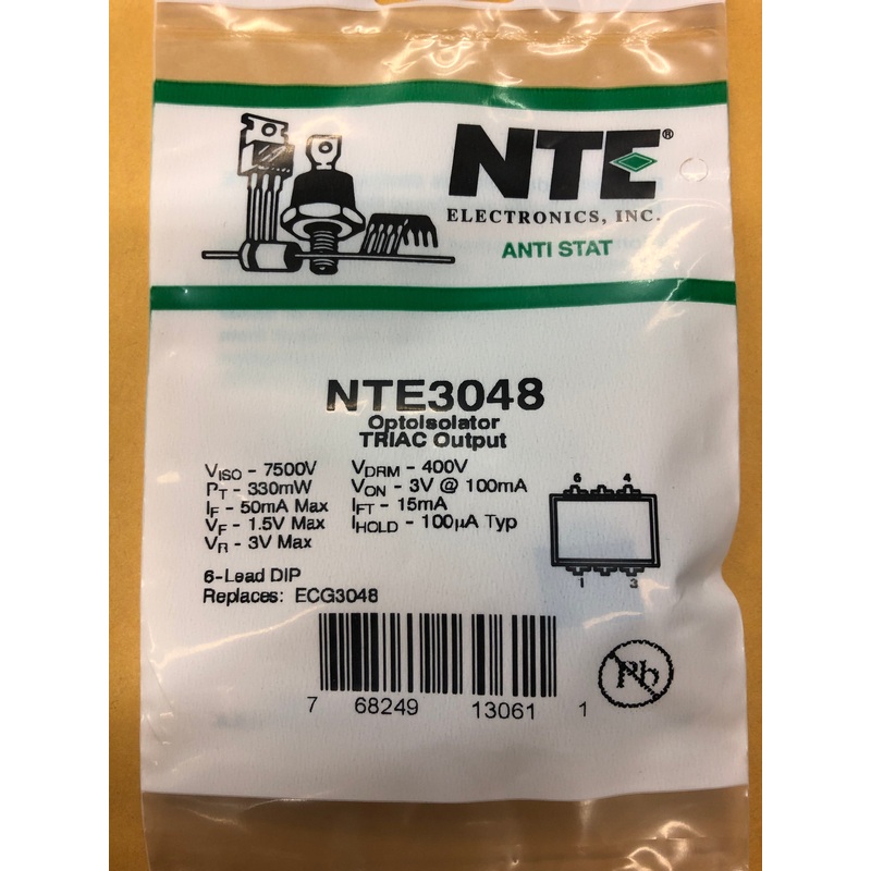 NTE3048 OPTOISOLATOR TRIAC