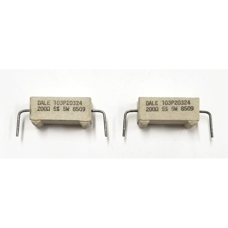 Lot of 2, Dale 200 Ohm 5 Watt Wirewound Ceramic Power Resistors 5W