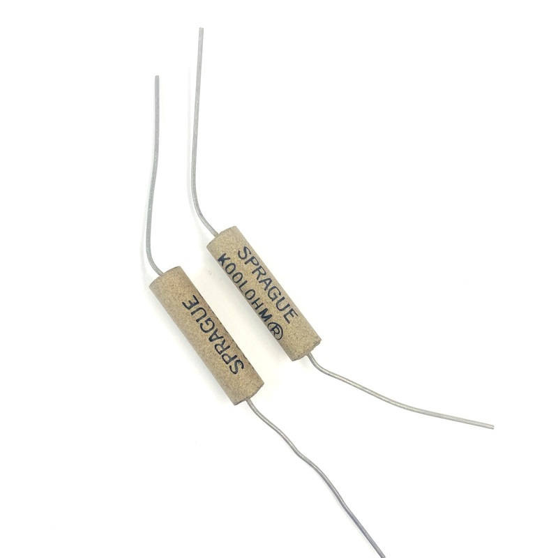 Lot of 2 Sprague 453E1225 KOOLOHM, 1.2K Ohm 5 Watt Non-Inductive Resistors 5W