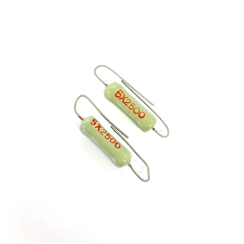 Lot of 2, Ward Leonard 5X2500 2.5K Ohm 5 Watt Wirewound Power Resistors 5W