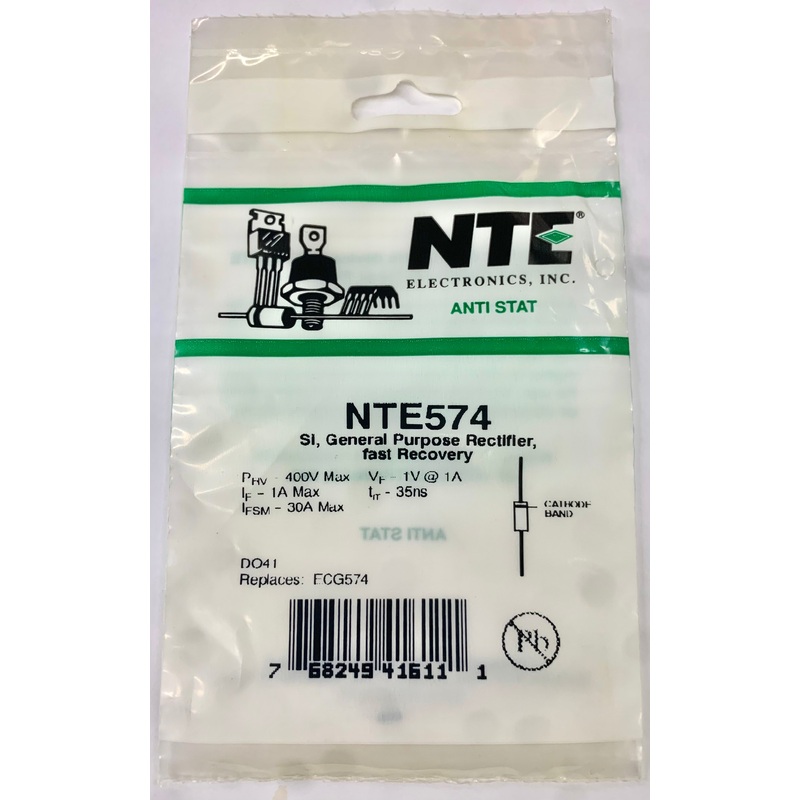 NTE574, R-400V, 1 A, Silicon Rectifier General Purpose, Fast Recovery