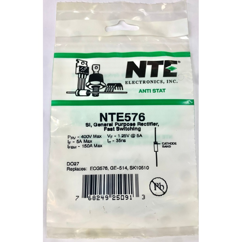 NTE576, R-400V, 5A, Silicon Rectifier General Purpose, Fast Switching