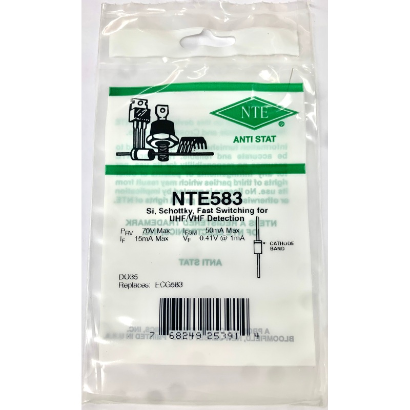 NTE583, R-70V, 15A, Silicon Schottky, Fast Switching For UHF/VHF Detection