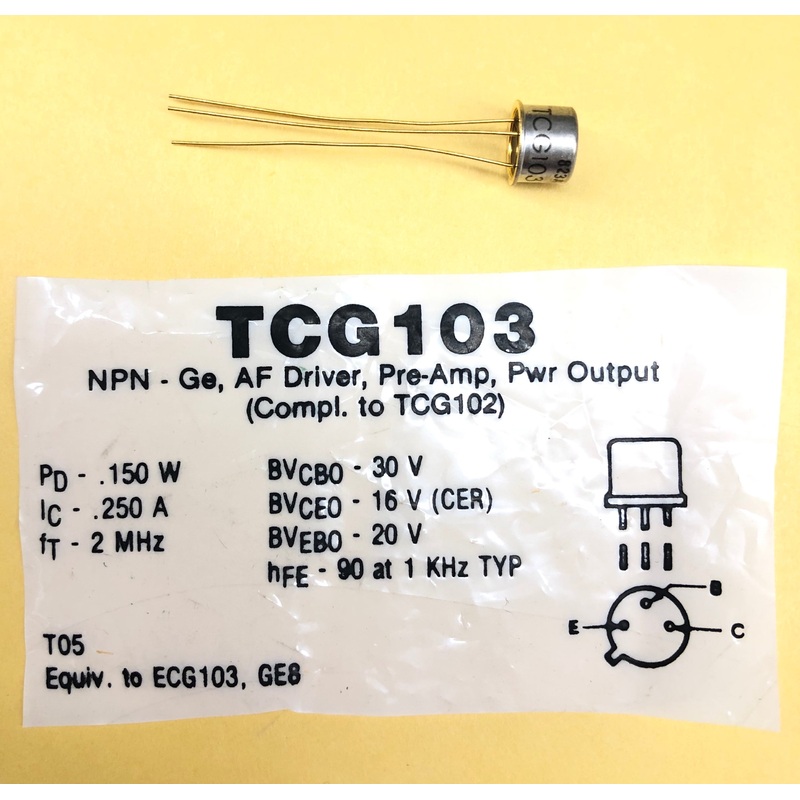 ECG103 TCG103 NPN – Ge, AF Driver, Pre-Amp Power Output