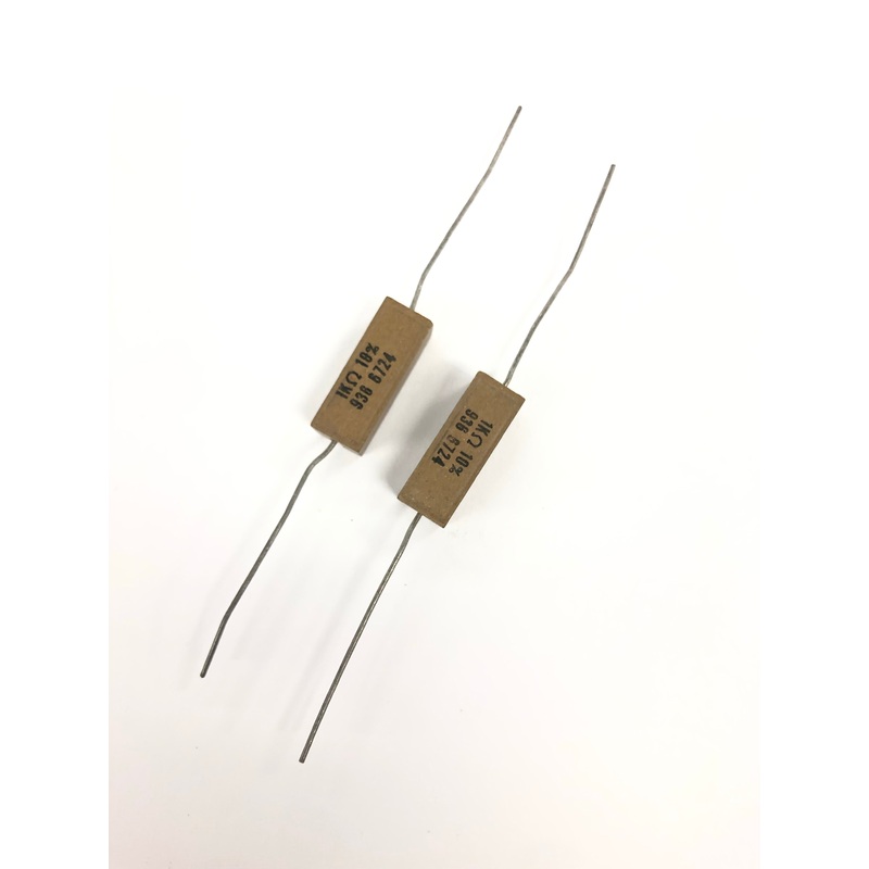 Lot of 2, 1K Ohm 5 Watt Wirewound Ceramic Power Resistors 5W (5W210)